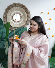 Blush Pink Banarasi Cotton Silk Suit Set