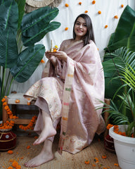 Blush Pink Banarasi Cotton Silk Suit Set