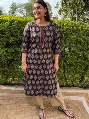 Black Kantha Ambi kurta