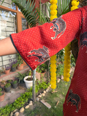 Maroon Nandi Modal silk kurta