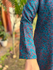 Ferozi floral woollen long kurta