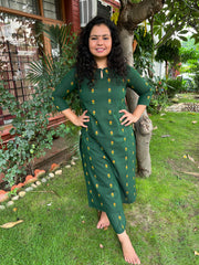 Bottle Green Buti kurta