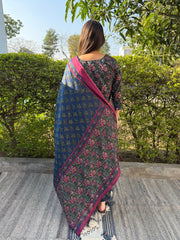 Blue Floral Suit Set by Sanskritam
