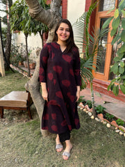 Dark Wine Slub Aline Kurta