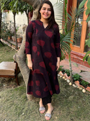Dark Wine Slub Aline Kurta