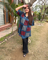 Blue Checks easy breezy kurti top