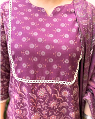 Dark Pink floral Suit Set