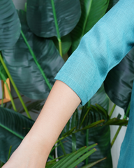 Ferozi linen kurta with chanderi duppata