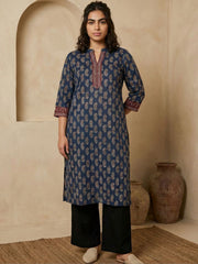 Navy Blue Print Kurta