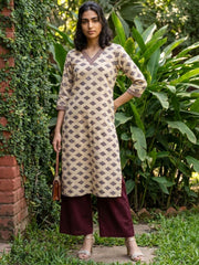 Cream barfi kurta