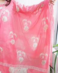 Pink flower kurta duppata set