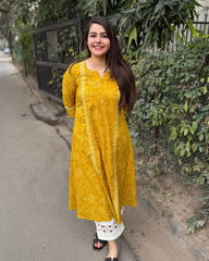 Mustard abstract Aline kurta