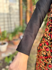 Black embroidered woollen suit set