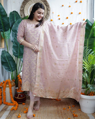 Blush Pink Banarasi Cotton Silk Suit Set