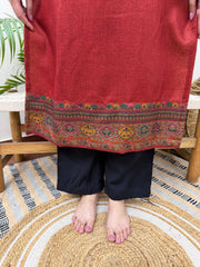 Dark Rust woollen kurta with border