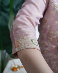 Blush Pink Banarasi Cotton Silk Suit Set