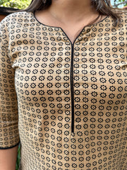 Beige black star geometric printed kurta