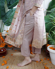 Blush Pink Banarasi Cotton Silk Suit Set