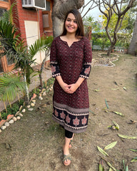Black Ajrakh Border kurta