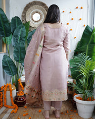 Blush Pink Banarasi Cotton Silk Suit Set