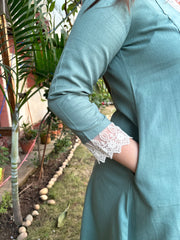 Sea green Lacework A-line kurta