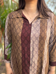 Coffee striped Aline kurta