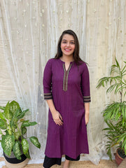 Purple Basic Ban neck kurta
