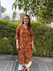 Rust kalamkari kurta
