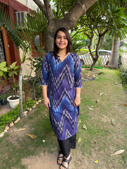 Royal blue ikkat kurta