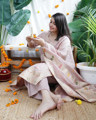 Blush Pink Banarasi Cotton Silk Suit Set