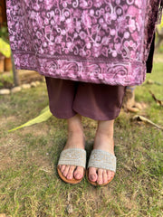 Purple embroidered Woollen full suit set