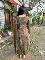 Mehendi green Floral Spun suit set