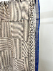 Cream blue checks chanderi duppata