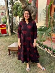 Dark Wine Slub Aline Kurta