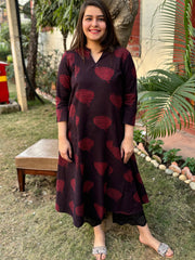 Dark Wine Slub Aline Kurta