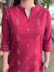 Maroon Diamond south cotton coord set - MYSANSKRITAM