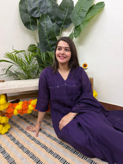 Purple embroidered suit set