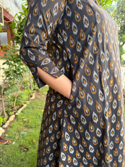 Black ikkat cotton straight Kurta
