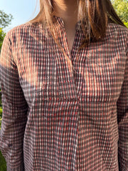 Brown Lines Handblock printed Co ord Set close up by MySanskritam