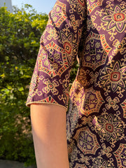 Purple Jaal Full Suit Set sleeve detail by MySanskritam