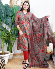 Mouse floral kurta duppata set