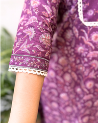 Dark Pink floral Suit Set