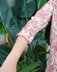 Pink floral kurta duppata set