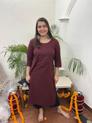 Coca cola mirror work embroidered kurta - MYSANSKRITAM