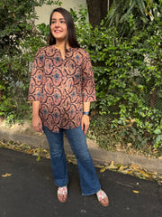 Brown geometric shirt