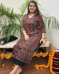 Premium Modal deep maroon long kurta