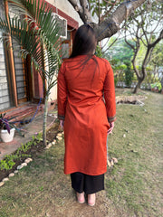 Rust Solid Woollen kurta
