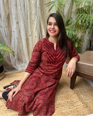 Maroon Ambi Ajrakh Yoke Kurta