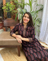 Black Kairi Ajrakh Kurta