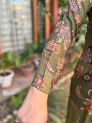 Mehendi green Floral Spun suit set